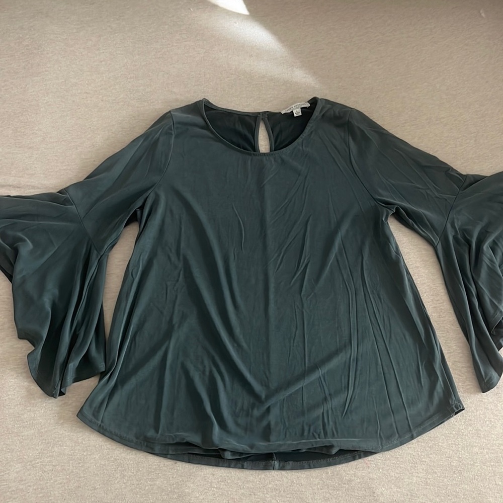 Green flowy top with bell sleeves